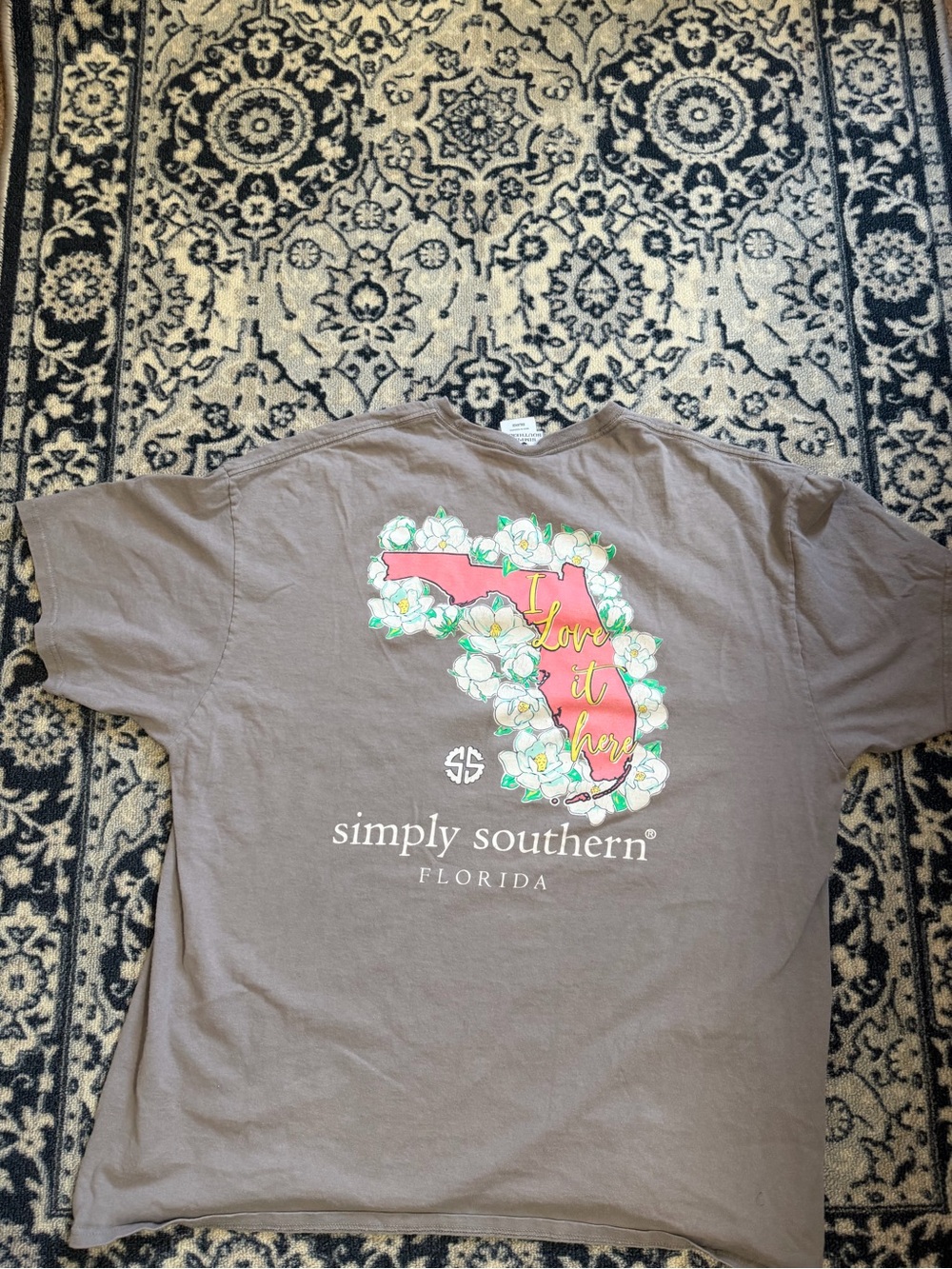 Simply Southern Brown Short Sleeve Tee with Pink Florida Floral Graphic